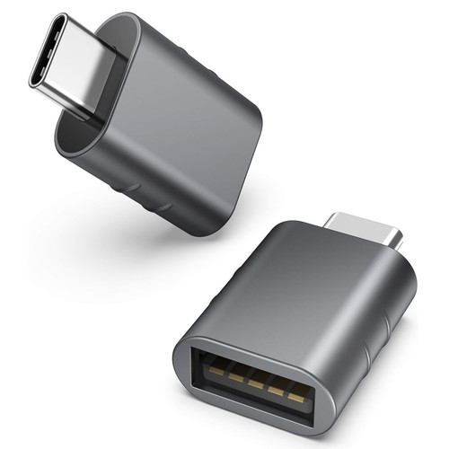 Syntec USB-C Male to USB A Female OTG Adapter 2 Pack in Space Grey - 第 1/16 張圖片