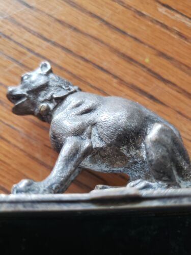 Antique Deco Metal Dog on Packing Crate/Box TRINKET BOX - Picture 2 of 19