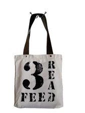THE FEED FOUNDATION 3 Read Market Tote Cotton Canvas Reusable Shopper Bag Unisex
