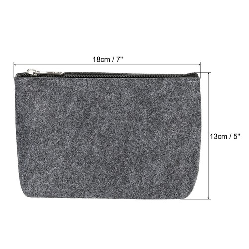 Felt Pencil Bag Pen Case Stationery Storage Zipper Pouch Organizer Office Gray - Picture 2 of 5