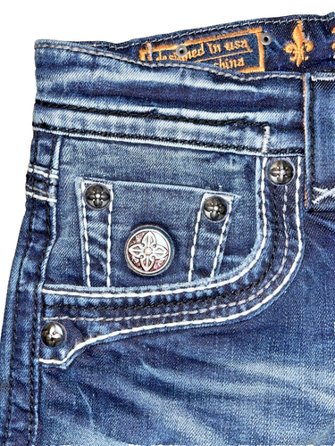 Rock Revival Jeans Potter Straight Mens 32 x 34 Distressed Blue Denim RARE NWOT - Picture 5 of 8