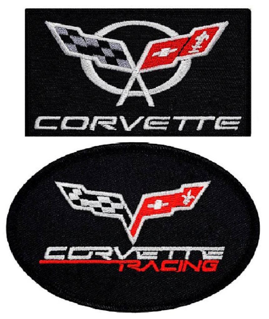 Corvette Racing Checkered Flags Embroidered Patch |2PC IRON ON (129,125)