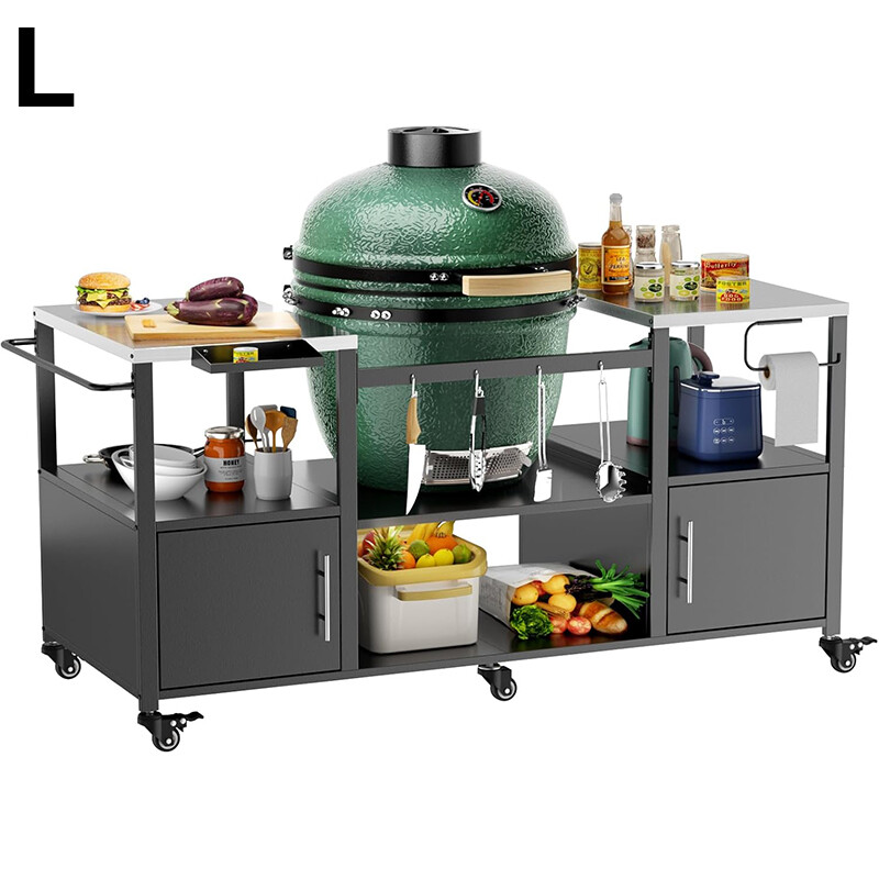 Grill Table for Big Green Egg Style BBQ Grill Cart w/ Storage for Kamado Joe Jr