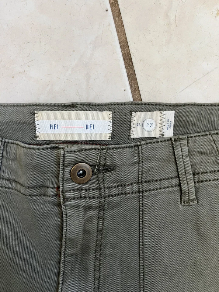 HEI HEI ANTHROPOLOGIE ¡NUEVO! Pantalones cargo utilitarios de tiro alto verde caqui talla 27 Foto 3 de 4
