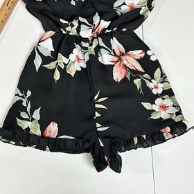 Charlotte Russe Small Black Floral Romper Sleeveless Jumper Ruffles Dressy