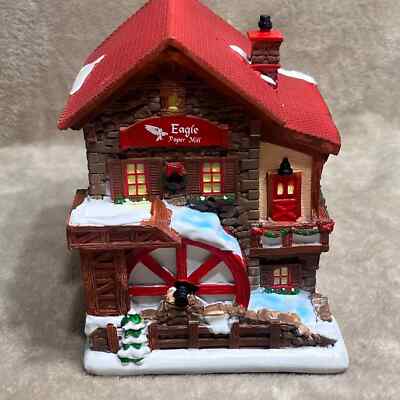 Christmas Village House Building Landscape Collection Polyresin Eagle Paper Mill
