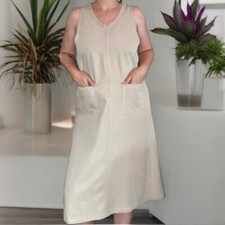 Vintage Dresses; 9s TY Original Wear Beige Midi Dress Size 12 Petite