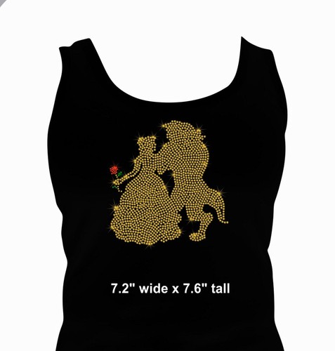 7" Beauty and the Beast iron on rhinestone transfer applique Disney bling decal - Picture 3 of 3