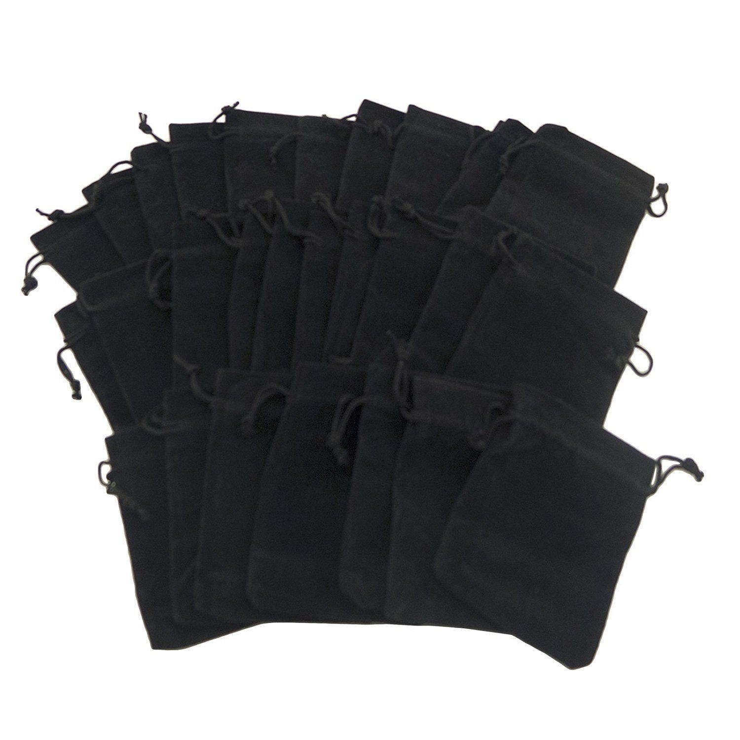 50 100 Black 3"x 4” 4"x6" 5x7" Jewelry Pouches Velvet Gift Bags Wedding Favors 