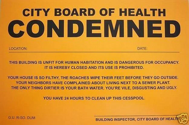 GIGGLE NOVELTIES Humiliating Prank Sign - 'Board of Health - Condemned' Funny Gag Joke