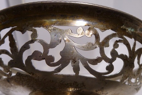 Unique Lattice Work 800 Silver Bowl Tray From Argentina Antique 80% Silver - Picture 6 of 10