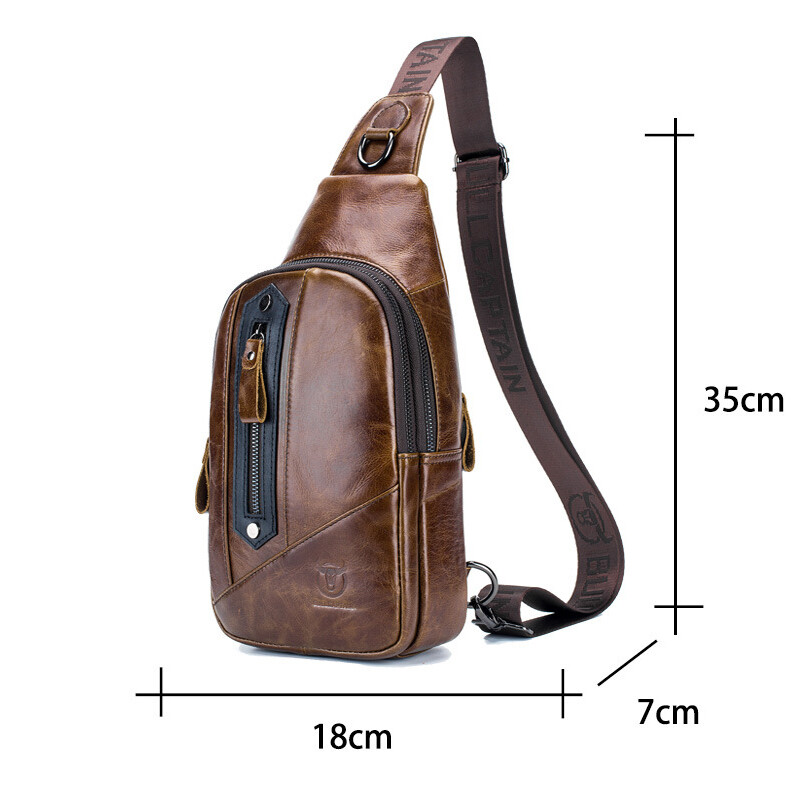 Men's Sling Backpack Genuine Leather Outdoor CrossBody Bag