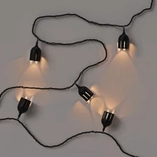 Lot of 4: 10 ct Incandescent Outdoor String Lantern Lights Black Punched 11 ft.