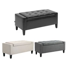 Deluxe Linen Storage Ottoman Bench Footrest Stool Large Storage Space