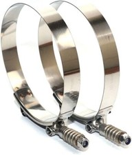 2 Pack 106-114mm Spring Loaded T-bolt Clamp Constant Tension Stainless Steel