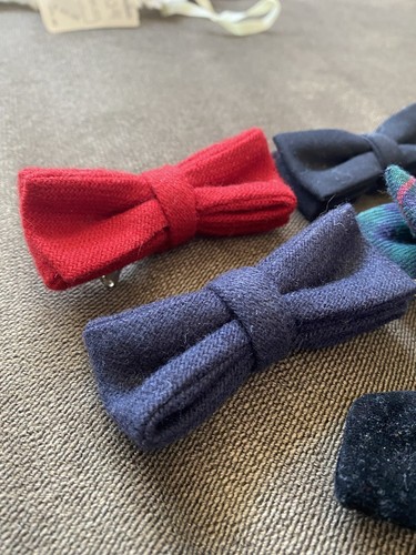 Vtg Royal Boys Baby Bow Tie Clip on Lot Plaid Velvet Preppy Suit Formal Holiday - Picture 7 of 11