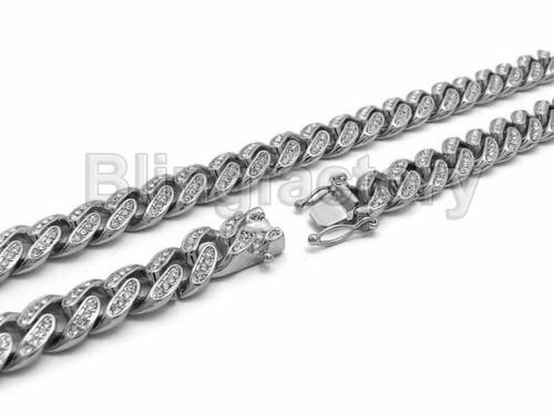Travis Scott Cactus Jack Cross & 18" Iced Cuban & 1 Row Chain Hip Hop Necklace - Picture 10 of 12