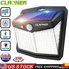 CLAONER LED Solar Wall Light PIR Motion Sensor Outdoor Garden Yard Security Lamp