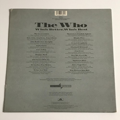 The Who - Who's Better, Who's Best LP Vinyl Record A1/B1 - WTV 1 - Picture 2 of 7