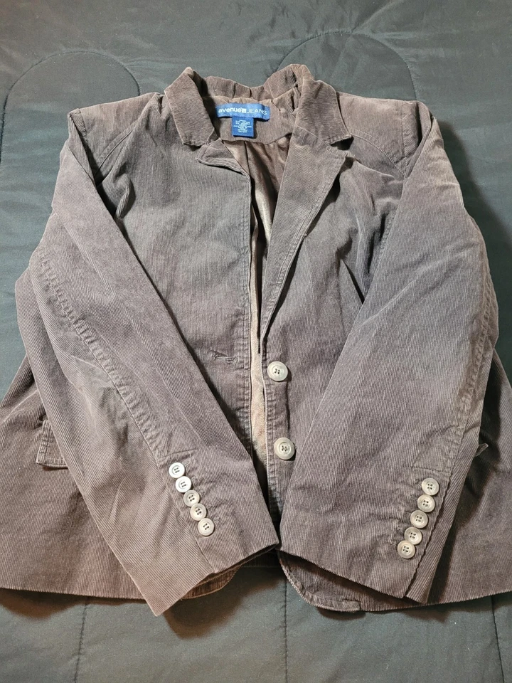 Avenue Womens Jacket Adult Size 18/20 Brown Corduroy Long Sleeve Button - Image 3 of 4
