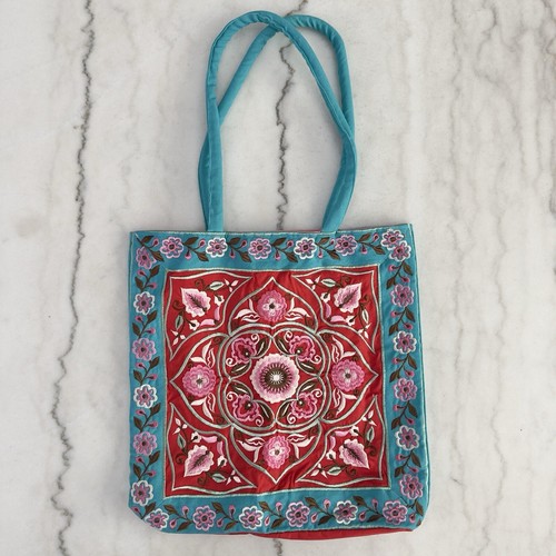 NOVICA Floral Embroidered Cotton Shoulder Bag Tote Bag Purse 100% Cotton New - Picture 13 of 13