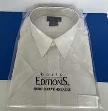 Vintage Kmart Basic Editions Mens Shirt 4XL White Button Down Short Sleeve