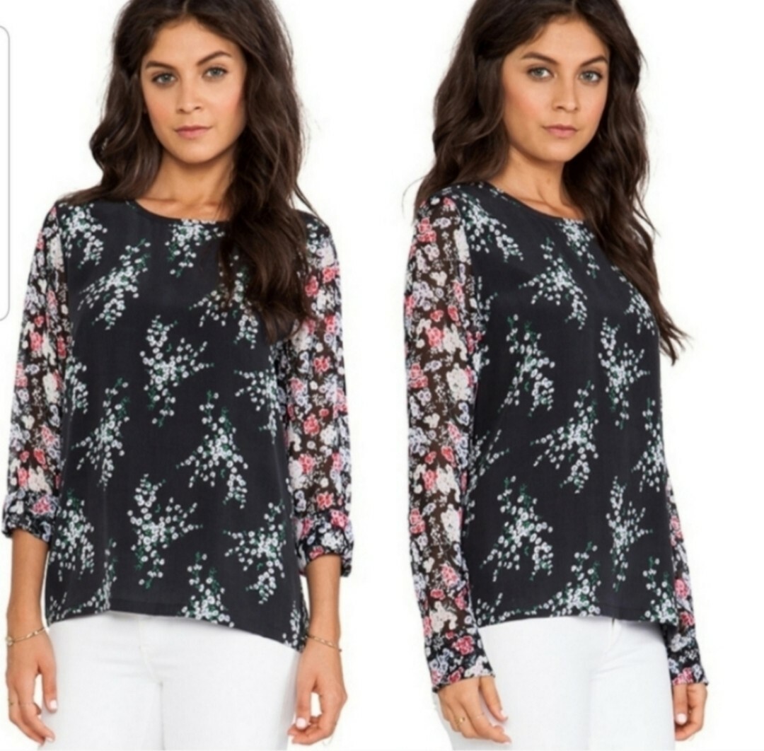 Equipment Liam Elevated Bloom Floral Silk Blouse Small Gem