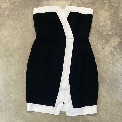 Rachel Zoe Dress Womens 8 Black White Outline Corwin Mini Strapless Cocktail
