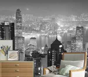 Details About 3d Grey City Night Sofa Background Wallpaper Living Room Wall Sticker