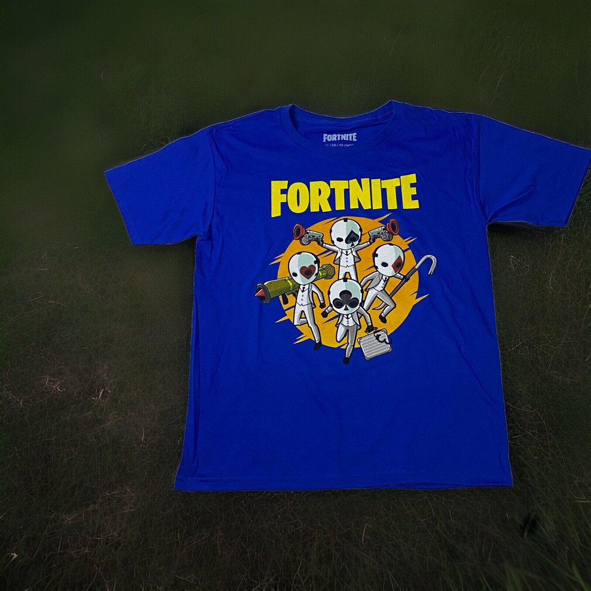 Fortnite Graphic Design T Shirt Youth Blue Short Sleeve Size XL EG