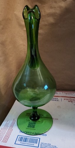 Empoli Stem Pitcher Clear Green Glass (Has Manufacture Bubble) Nice Photos Descr - Picture 2 of 7