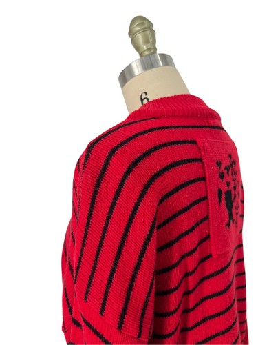 VTG 80s Jamie Scott Dancing Guys Red Black New Wave Knit Pullover Sweater SZ M - Picture 9 of 9