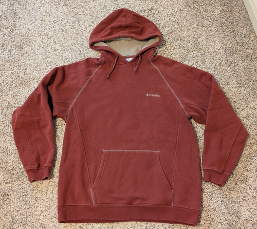 mens Columbia heavyweight pullover Hoodie sz L Brown Rust or burnt sweatshirt
