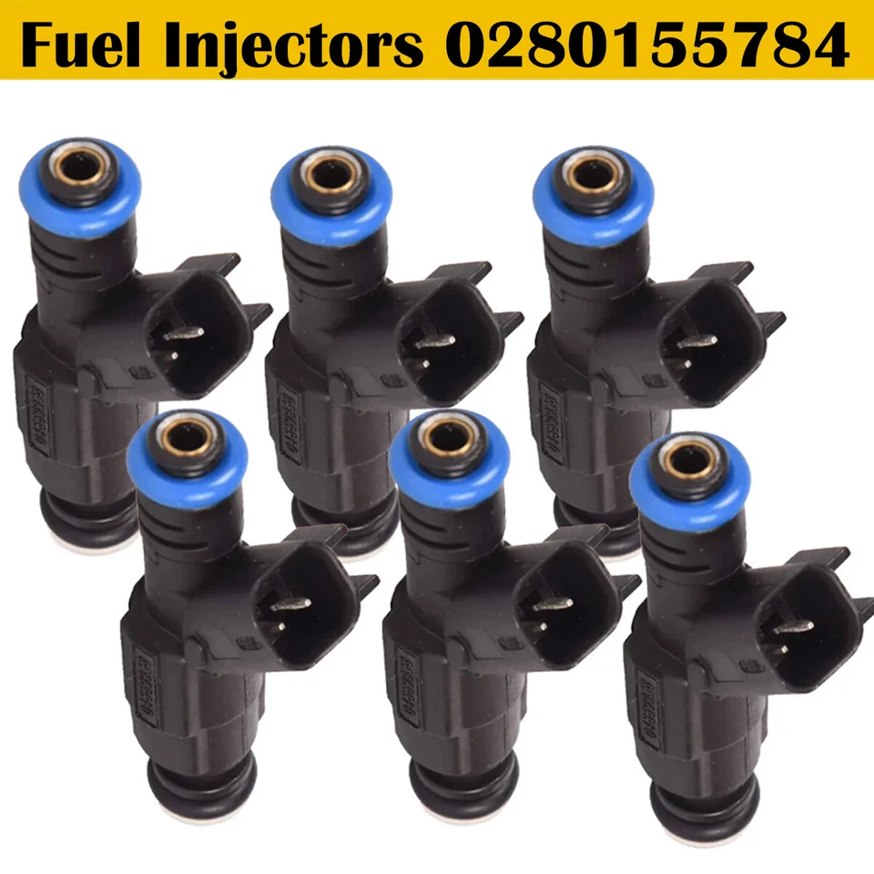 6x Inyectores de combustible originales Bosch OEM 4 orificios para 99-04 Jeep Cherokee Wrangler 4.0 Foto 3 de 4