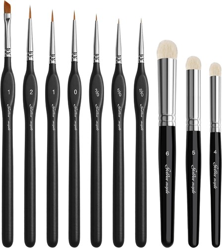10-Piece Miniature Paint Brush Set – Precision Detail & Dry Brush Essentials - Picture 3 of 8