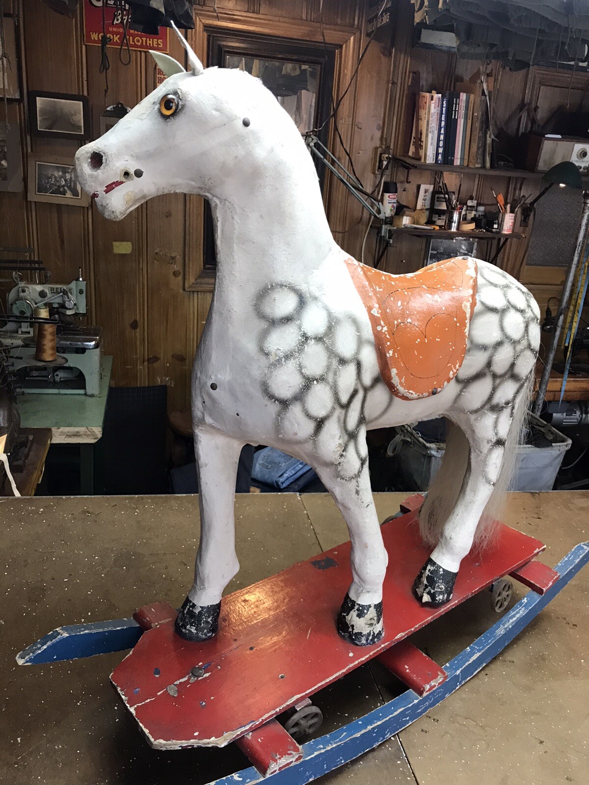 Antique 1900s Rocking Horse Pull Toy Papiermâché eBay