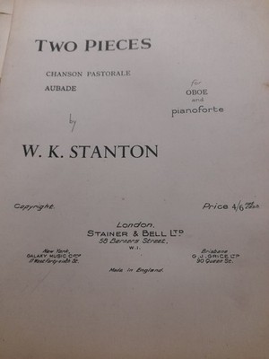 STANTON/ CHANSON PASTORALE AND AUBADE FOR OBOE AND PIANOFORTE
