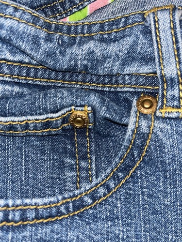 Lilly Pulitzer Ribbon Hem Crop Jeans Rozmiar 10 Vintage Różowa wstążka Obszywka - Zdjęcie 12 z 12