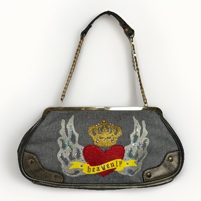 Denim Heavenly Clutch/ Shoulder Bag w / Gold Hardware