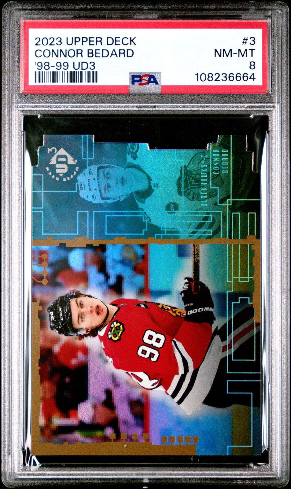 2023 UD EXTENDED SERIES 1998-99 UD3 #3 CONNOR BEDARD ROOKIE RC PSA 8