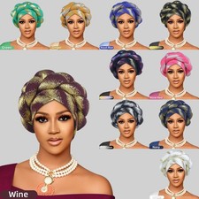African Women Nigerian Headtie Braids Hat Party Headwear Turban Wedding Cap Arab
