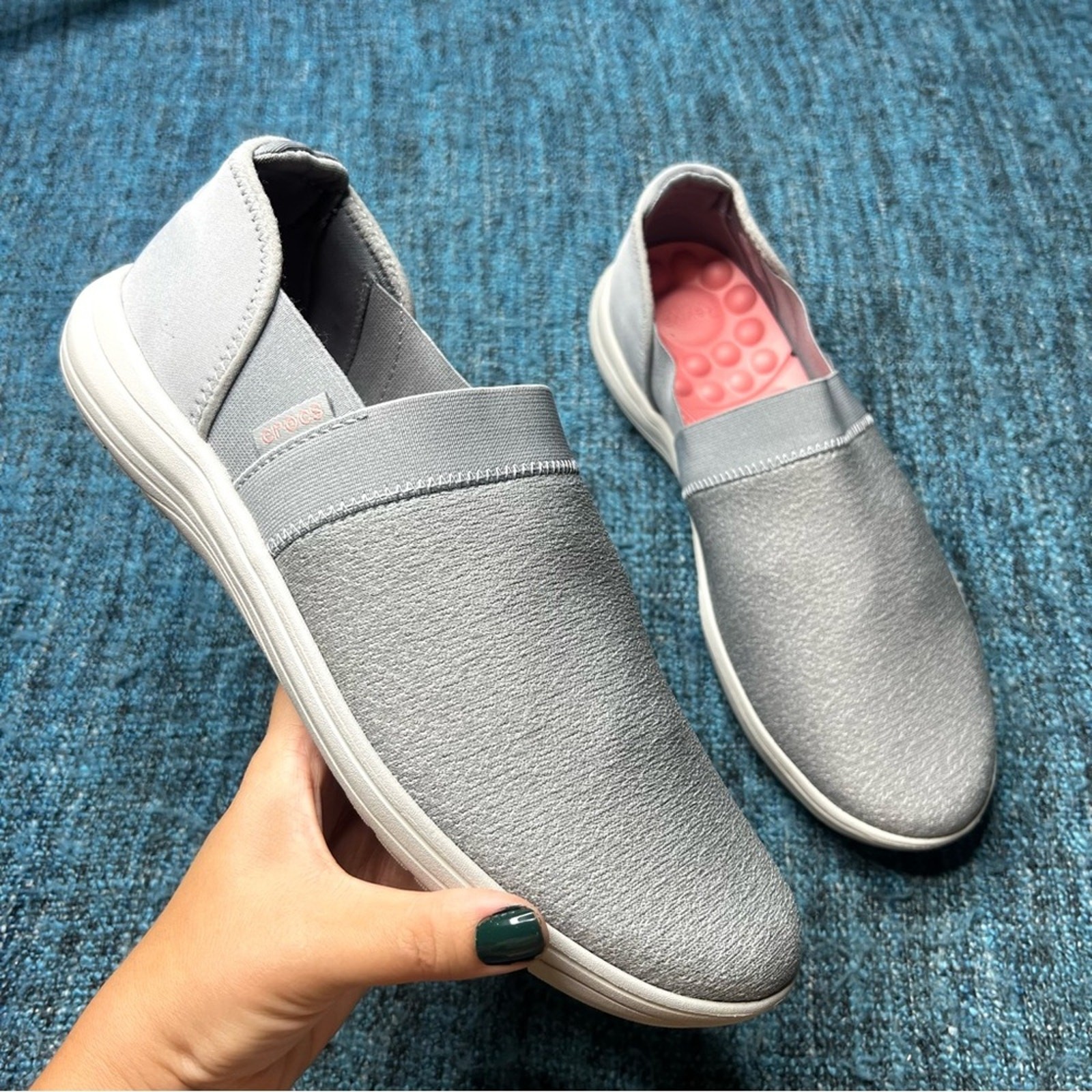 Crocs Reviva Relaxed Fit Slip-On Gray Comfort Walking Shoes Womens Size 10-image