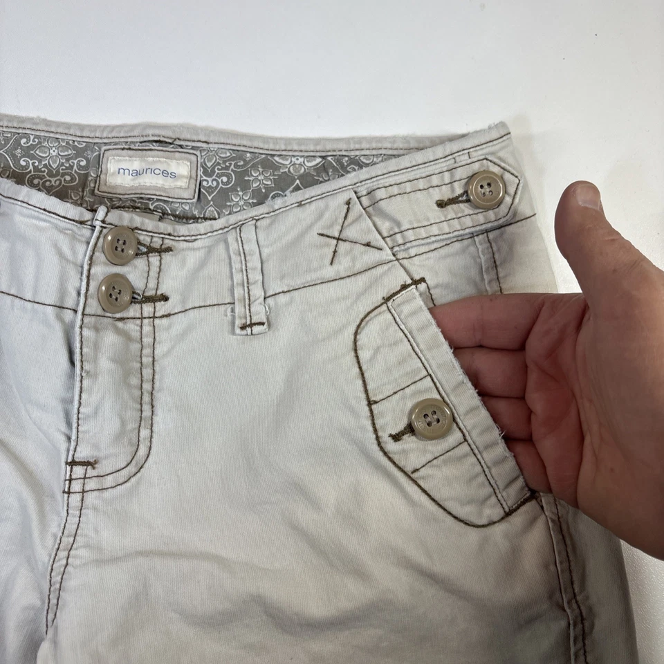 Maurice’s Plus Women’s 5/6 Beige Pants Cottagecore Boho Embroidered Detail Flare - Image 2 of 4