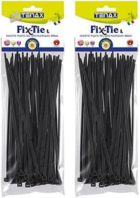 100 Nylon Kabelbinder schwarz 200mm FIX-TIE L Kunststoff Schnur Elektriker Kabelbaum