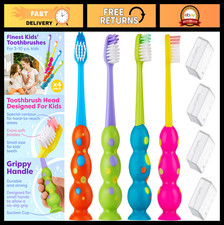 4-Pack Kids Toothbrushes with Soft Bristles  Suction Cups - Child-Sized for Age