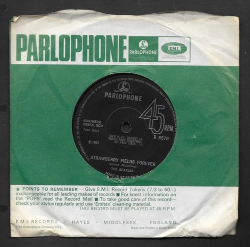 1967  The BEATLES 45 Strawberry Fields Forever/Penny Lane PARLOPHONE R 5570