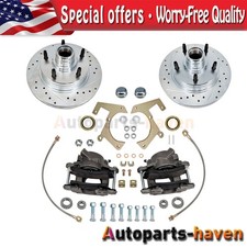 For 57-64 Ford F100 Truck Complete Bolt On Disc Brake Kit Drilledslotted Rotors