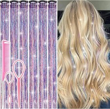 Hair Tinsel Clip in Dreamy Colorful Fairy Hair Tinsel Kit  12 Pcs 24 Inch