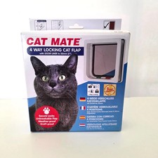 Cat Mate 4 Way Locking Cat Flap With Door Liner Weatherproof New .