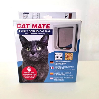 Cat Mate 4 Way Locking Cat Flap With Door Liner Weatherproof  New .
